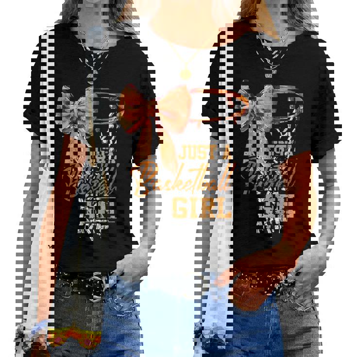 Just A Basketball Girl キュート コケット リボン バスケットボール選手 ガールズ レディースTシャツ