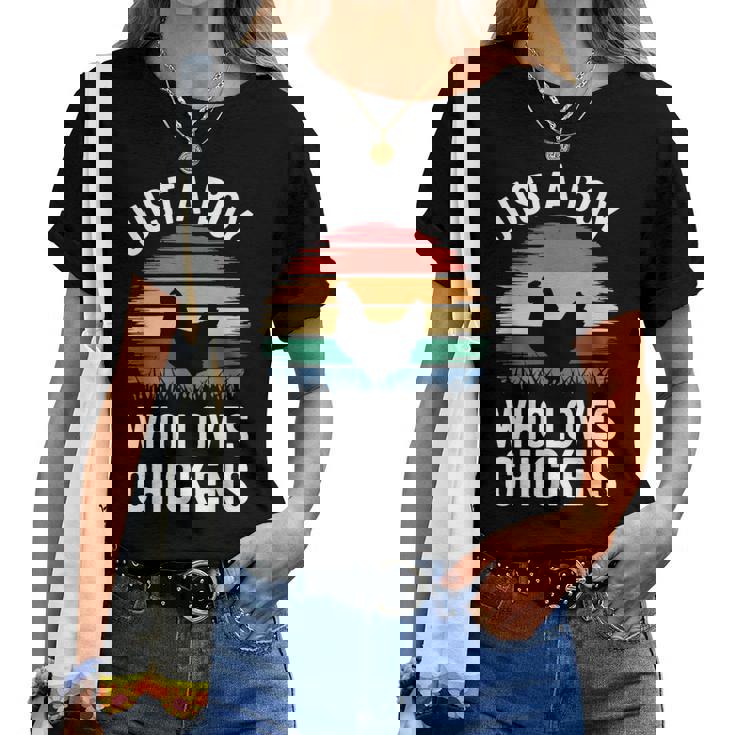 Just A Boy Who Loves Chickens シャツ キッズ 幼児 男の子 チキン レディースTシャツ