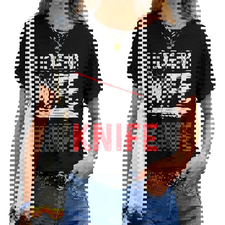メンズ Knife Collector I Love My Wife ナイフ レディースTシャツ