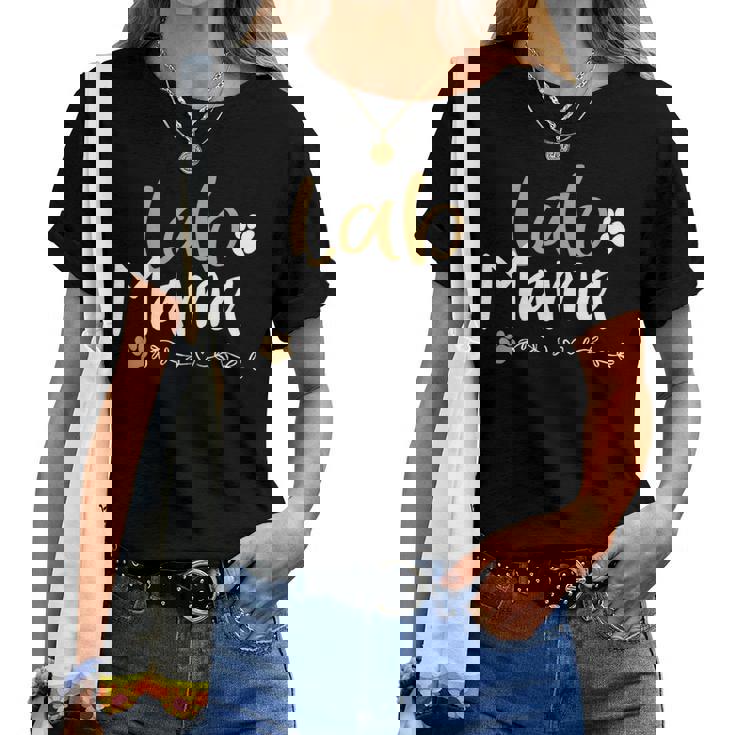 Lab Mom Lab Mama ラブラドールレトリバー シャツ かわいいペット愛好家 犬 レディースTシャツ