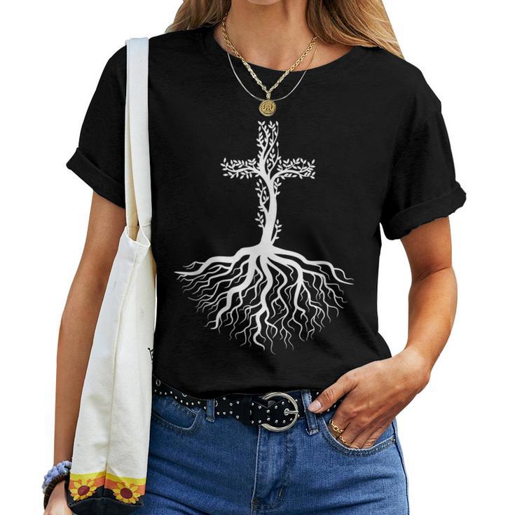 Las Raíces De La Fe En Jesús Run Deep Christian Camiseta de mujer