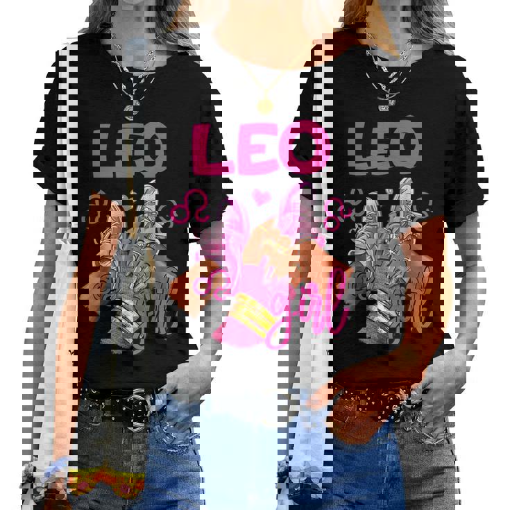 Leo Girl Birthday Sneakers Zodiac Sign Bday Girl Women T-shirt