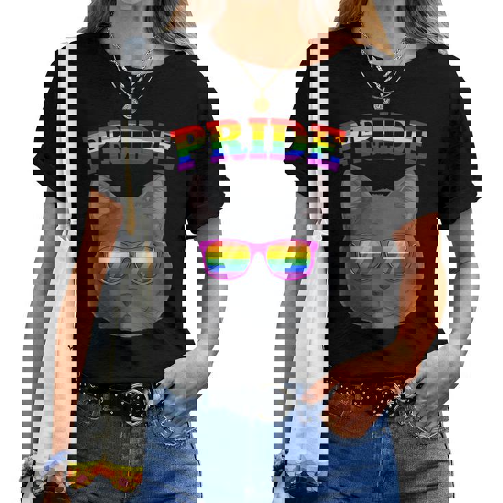 Lgbt Britishhorthair Cat Gay Pride Rainbow Lgbtq Kitty レディースTシャツ