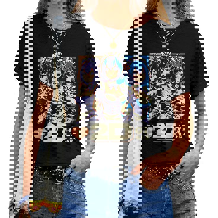 I Love 2D Girls ファニーメイド アニメ マンガ Manwha Waifu Otaku レディースTシャツ