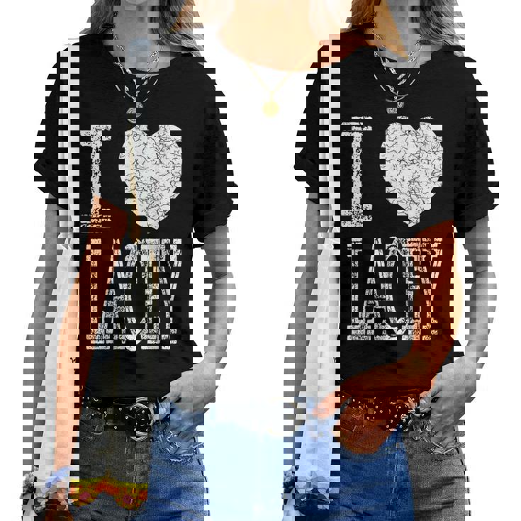 I Love Lacey バレンタイン ガールフレンド 女の子 娘 ハート 妻 レディースTシャツ