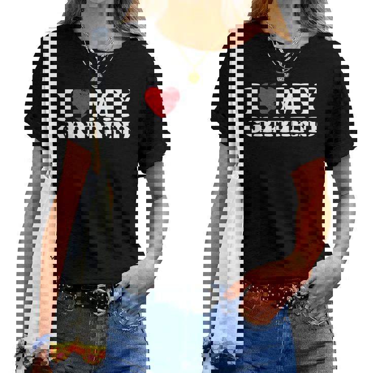 I Love My Girlfriend I Heart My Gf バレンタインデー レディースTシャツ