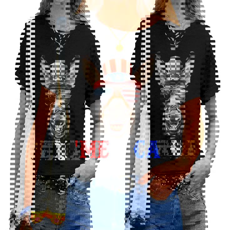 Merica Mule Donkey Patriotic 4Th Of July 面白い キッズ メンズ レディース レディースTシャツ