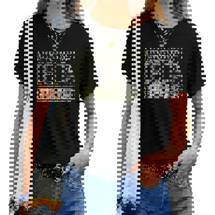 Mississippi Delta Blues Intage Retro Envejecida Camiseta de mujer