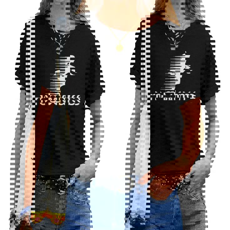 No Balance Girl スポーツとユーモアのための面白いパロディデザイン レディースTシャツ