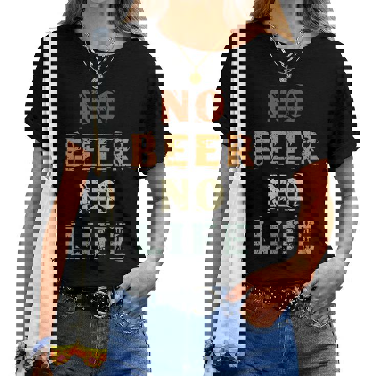 No Beer No Life Lover ファン ヴィンテージスタイル ラガー 生ビール レディースTシャツ