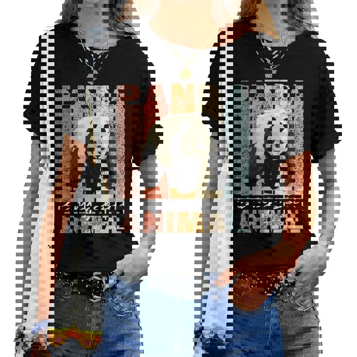 Panda Is Mypirit Animal かわいいパンダヴィンテージパンダ レディースTシャツ