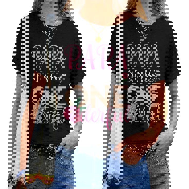 Papa Of Miss Onederful Girls 1歳の誕生日 マッチングファミリー レディースTシャツ