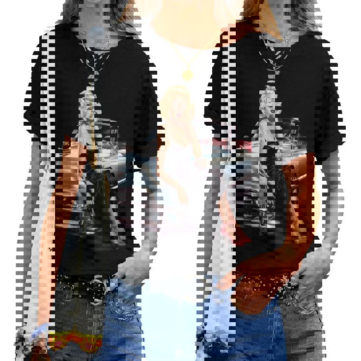 Pinup Girl ビンテージクラシックカー ホットロッド ロカビリー レディースTシャツ