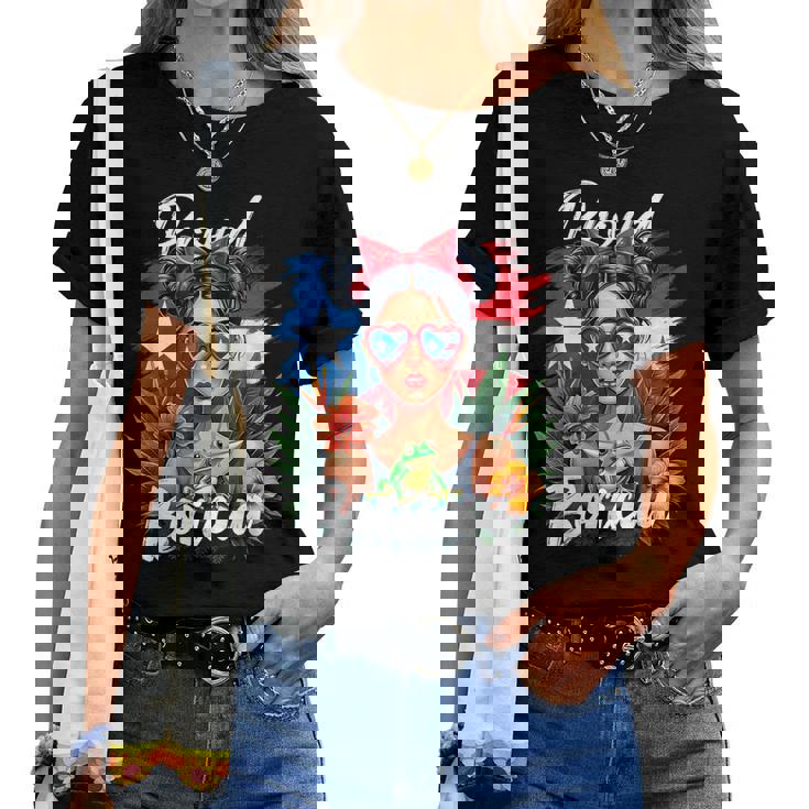 Puerto Rican Girls Boricua Puerto Rico Heritage Messy Bun Women T-shirt