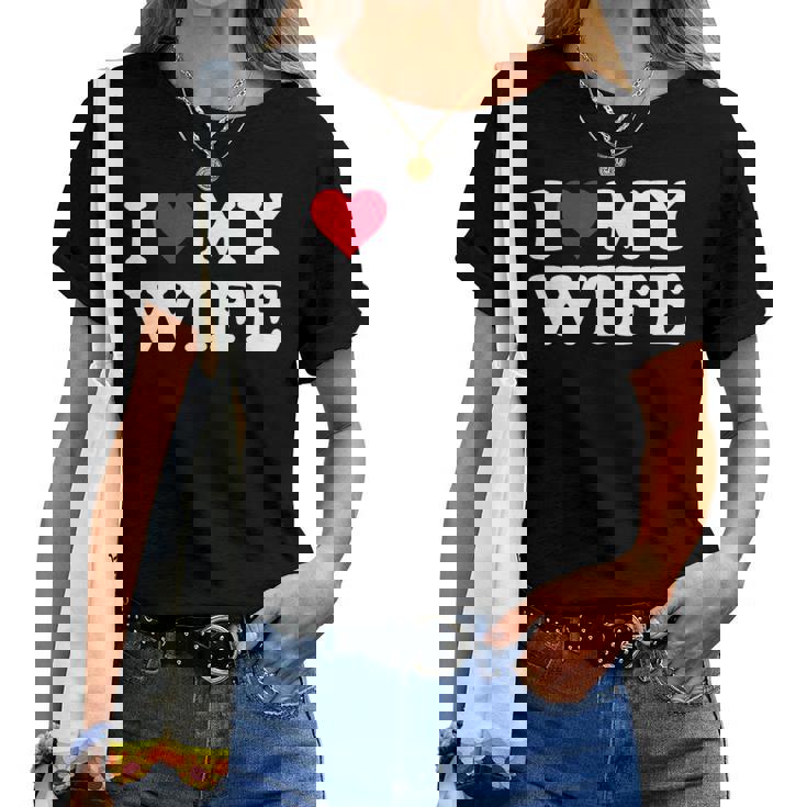 Red Heart I Love My Wife レディースTシャツ