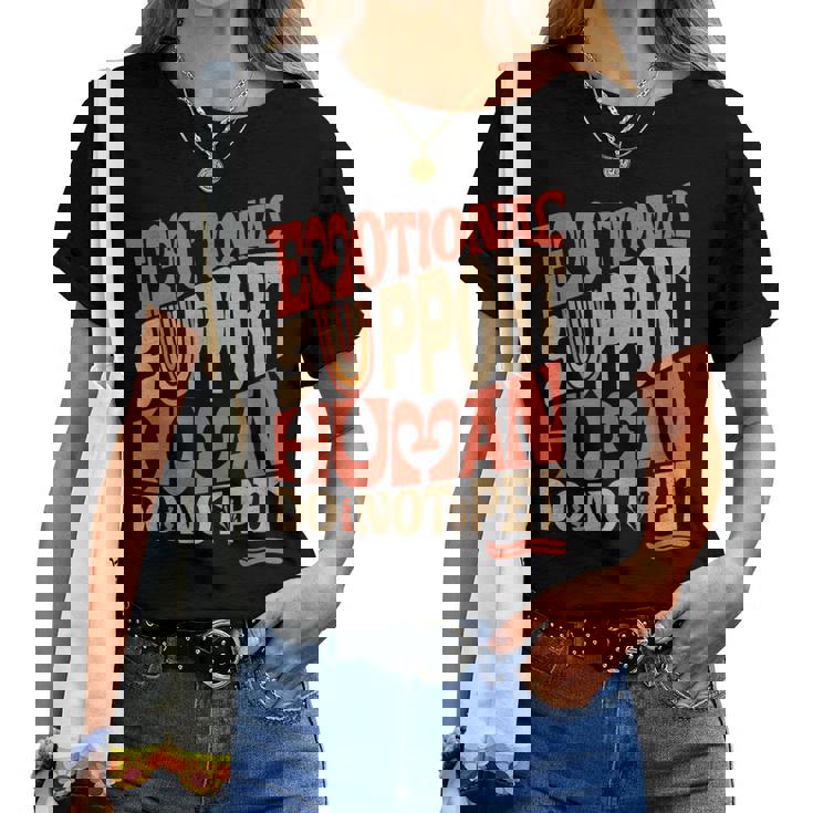 Retro Do Not Pet Emotionalupport Human Groovy レディースTシャツ