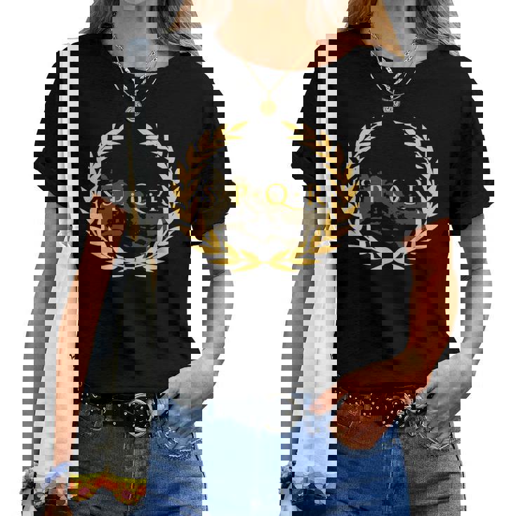 Spqr -Enatus Populus Que Romanus ローマ帝国 レディースTシャツ