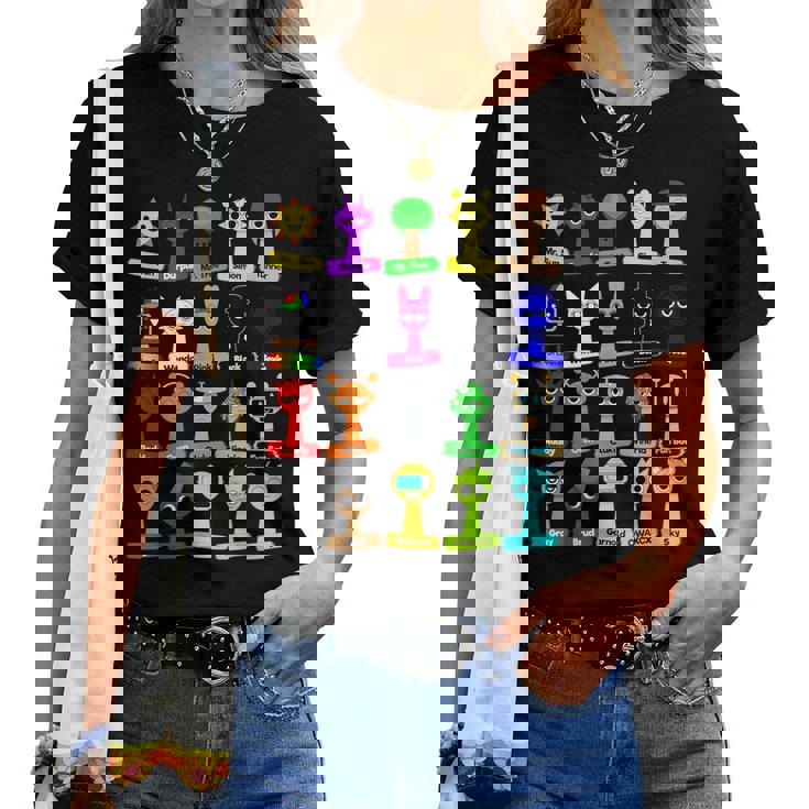 Sprunki All Here With Names For Boys And Girls Birthday レディースTシャツ