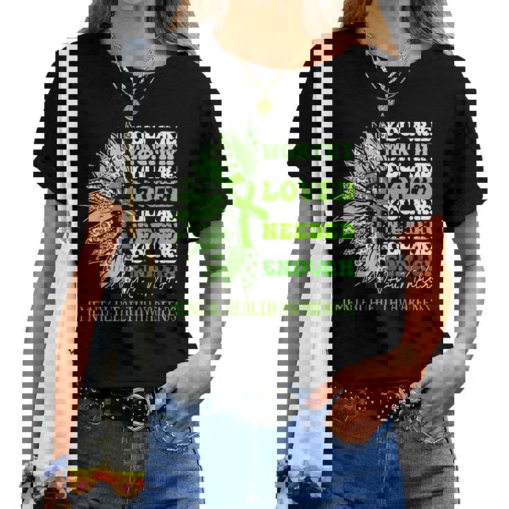 Sunflower Motivational Mental Health Awareness Women Women T-shirt