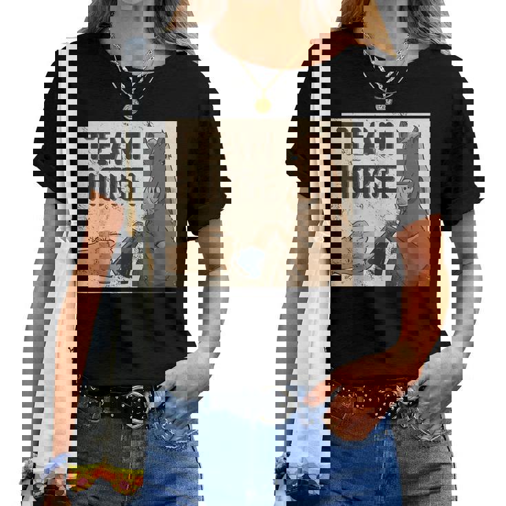 Team Horse 面白い馬のデザイン レディースTシャツ