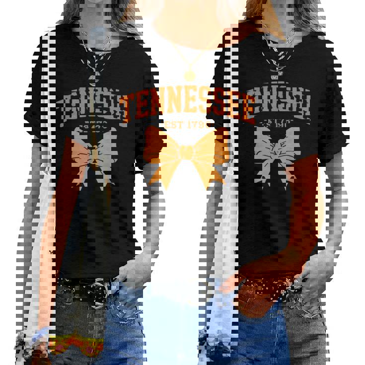 Vintage Tennessee Orange Cowgirl Coquette Bow Girl Tn Women T-shirt