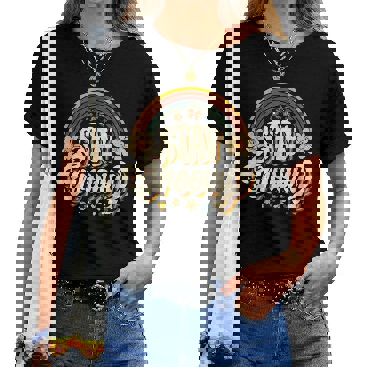 Vintagetay A Groovy 60S 70S Peace Positive Mind ヒッピー レディースTシャツ