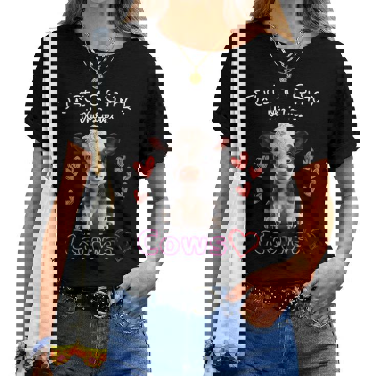 かわいい ホルスタイン 牛 の – ' Just A Girl Who Loves Cows ' デザイン レディースTシャツ