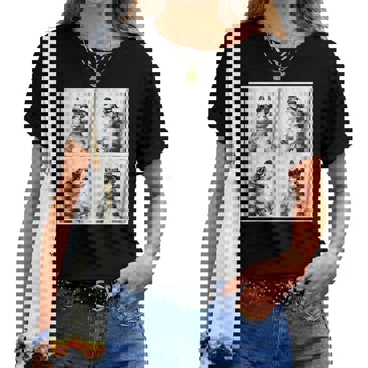 かわいい リスの顔 ペット フォトブース キッズ 若者 男の子 男性 女の子 レディースTシャツ