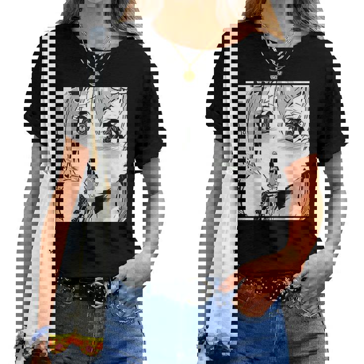 かわいいアヘ顔 アニメ 女の子 オタクウィーブ ラブ ビッグアイズ ドリップ レディースTシャツ