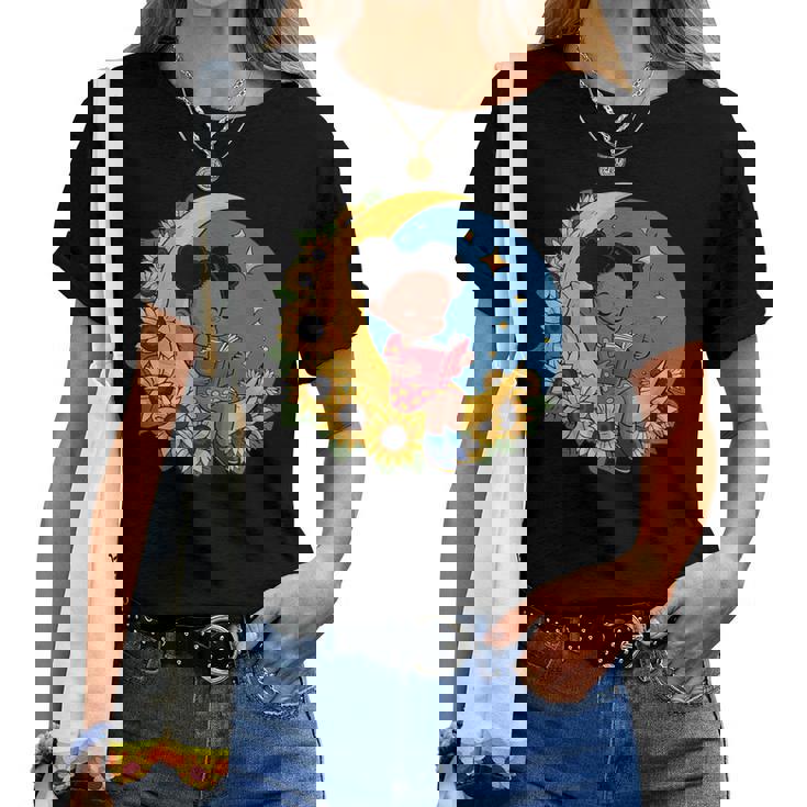 かわいいトップアフリカ系アメリカ人の黒人の女の子 レディースTシャツ