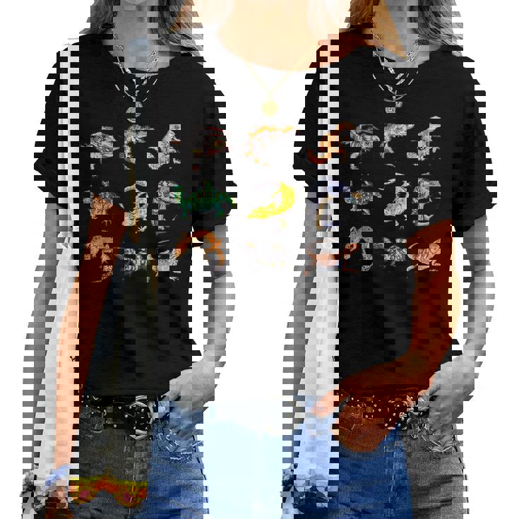 さまざまな種類のトカゲ 男の子 キッズ 女の子 教育 トカゲ レディースTシャツ