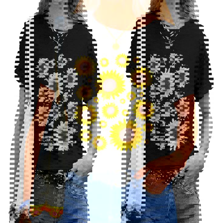 ひまわり 花柄 花 シンプル ポジティブ 夏 グラフィック レディースTシャツ