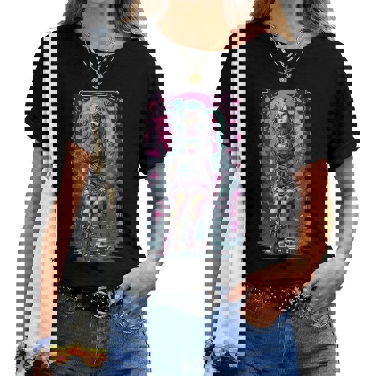 オカルト ゴシック E-Girl ゴスガール 美的 アニメ デザイン レディースTシャツ