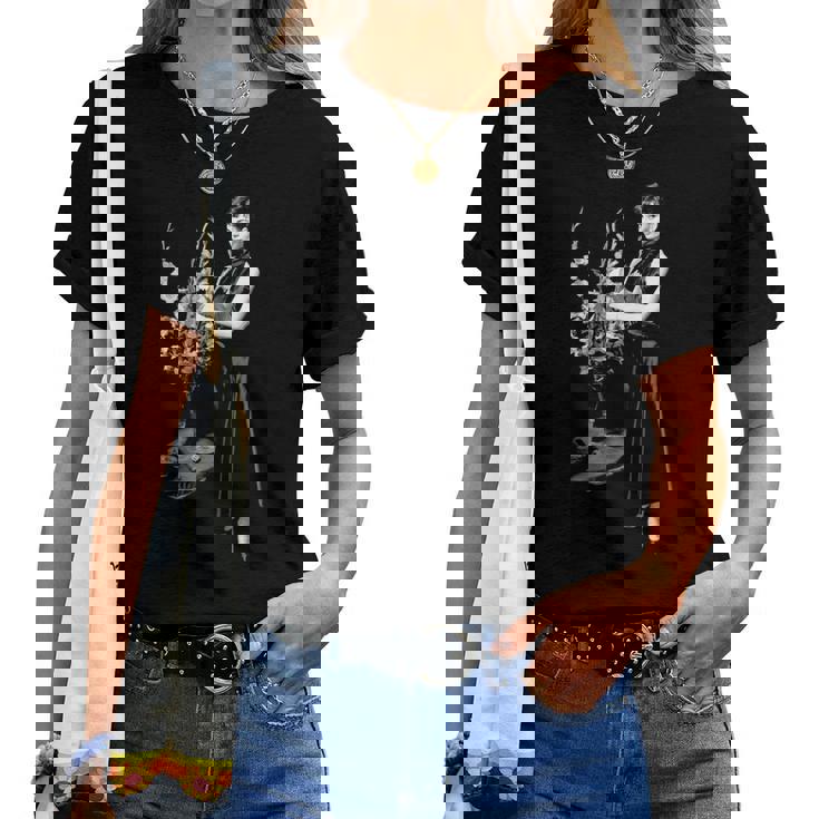 オードリー・ヘプバーンの花 長袖tシャツ レディースTシャツ