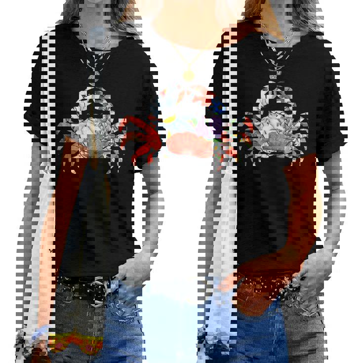 カニの花のグラフィック。 レディースTシャツ