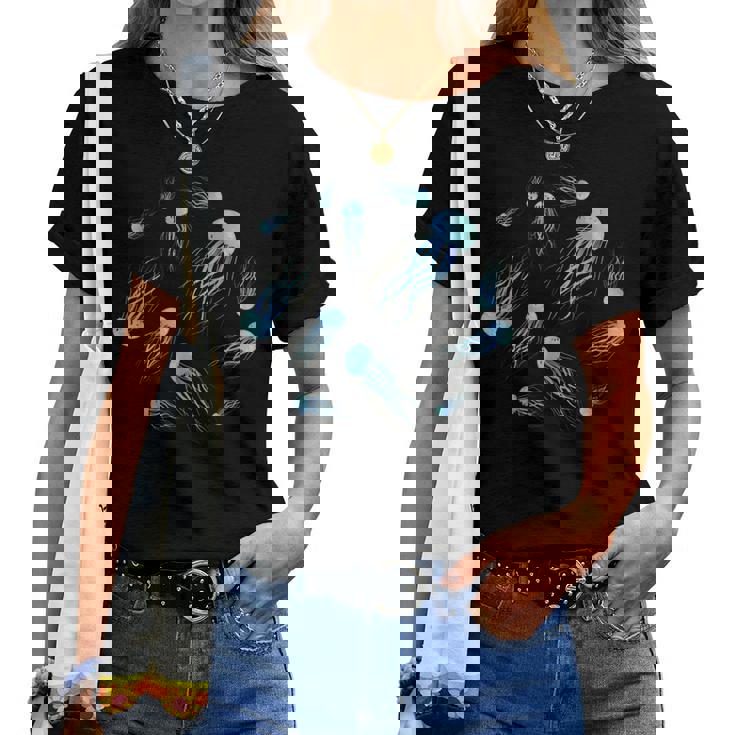 クラゲ柄 海洋生物 海洋生物 海洋生物 女の子 レディースTシャツ