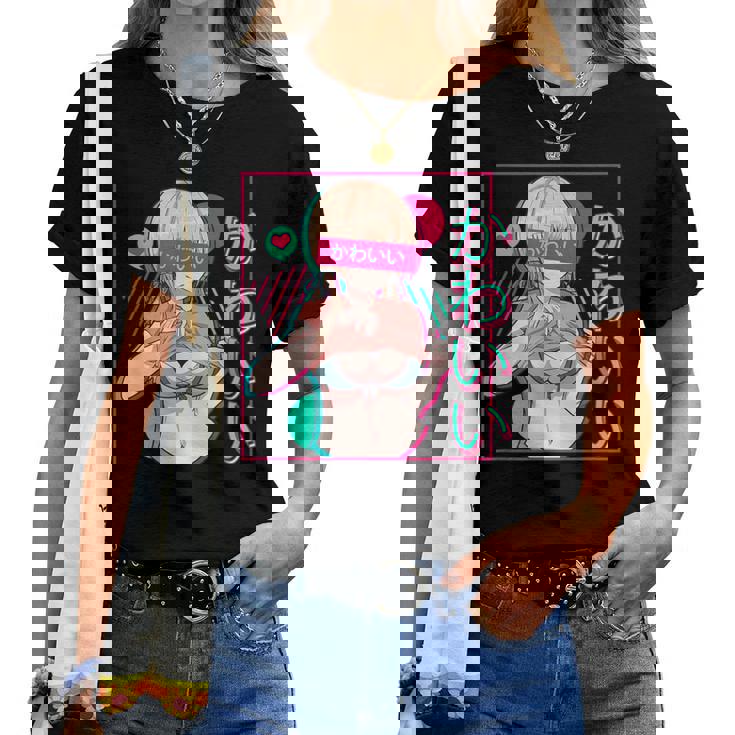 スケベなアニメの女の子 レディースTシャツ