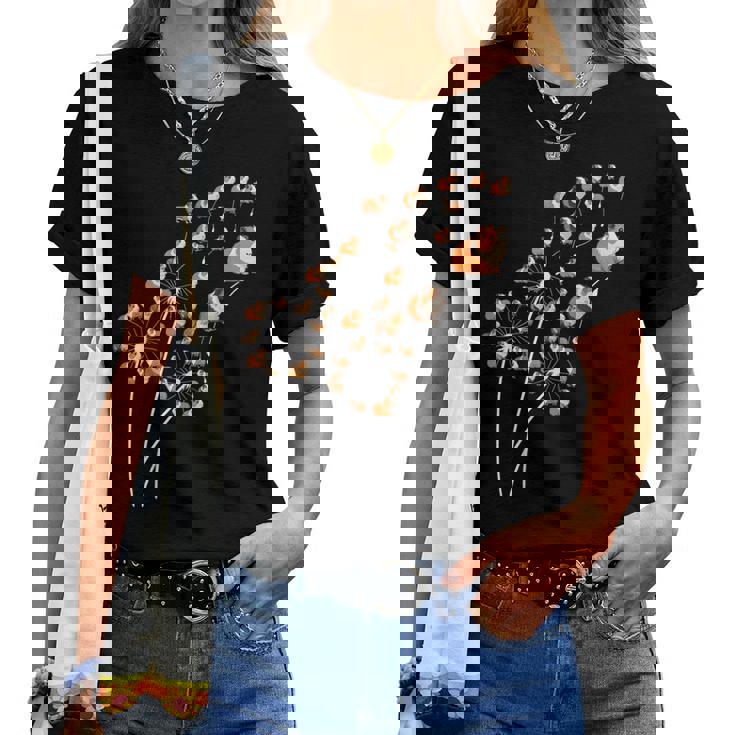 タンポポのモルモットの花、花のモルモットの木 レディースTシャツ