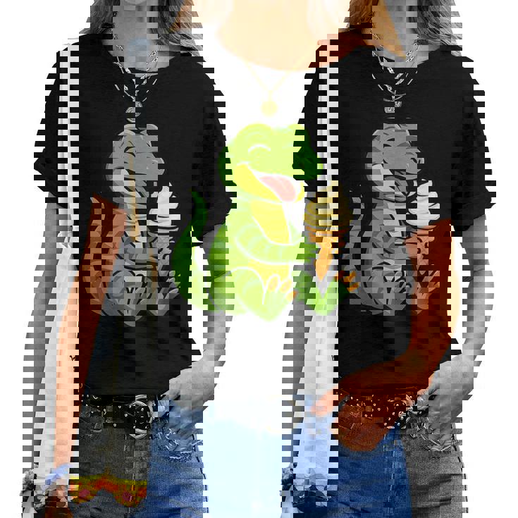 トカゲ アイスクリーム 動物園 動物好き カワイイ 男の子 女の子 キッズ レディースTシャツ