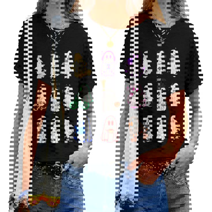 ハロウィンカラフルスペクタクル：9のお化けの魔法の夜 For And Men レディースTシャツ