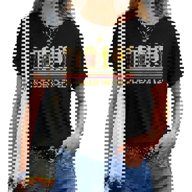 ビール 酒 面白いtシャツ No Beer No Life 飲み おもしろ 飲み会 のんべえ メンズ ネタ 服 レディースTシャツ
