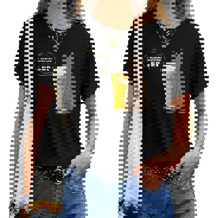 ビールをすすめるねこ2 猫 ビール Cat Beer レディースTシャツ