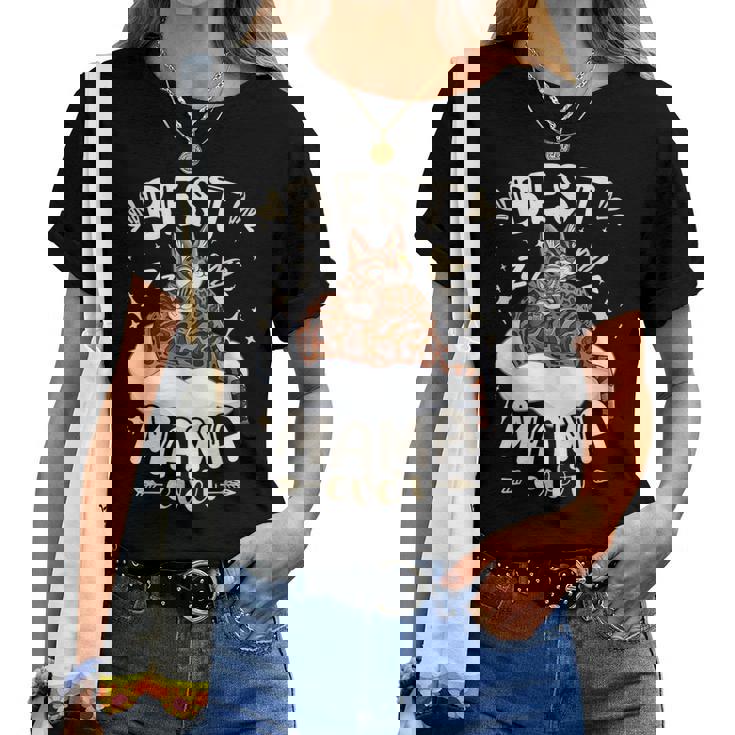 ベンガル猫のお母さんと子猫、母の日、お母さん レディースTシャツ