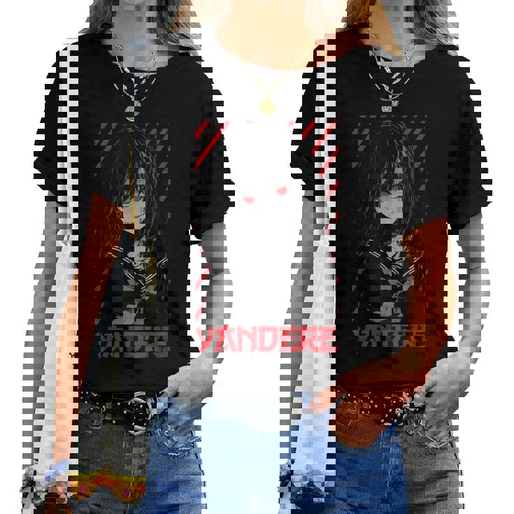 ヤンデレ アニメ 女の子 かわいい エモ ゴス オタク アニメ マンガ好き レディースTシャツ