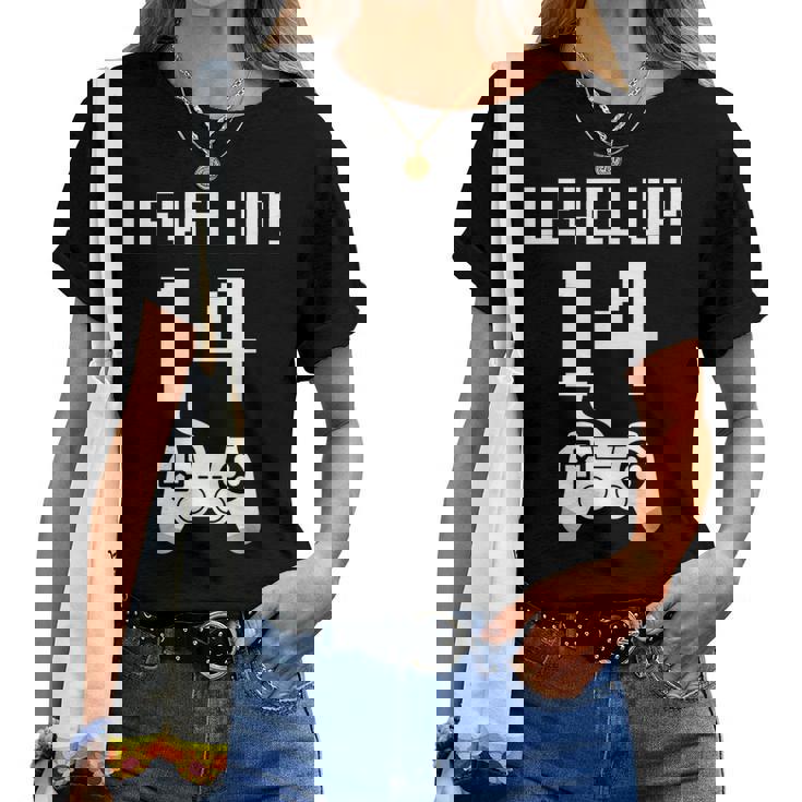 レベルアップ 14歳 誕生日プレゼント 男の子 女の子 レディースTシャツ
