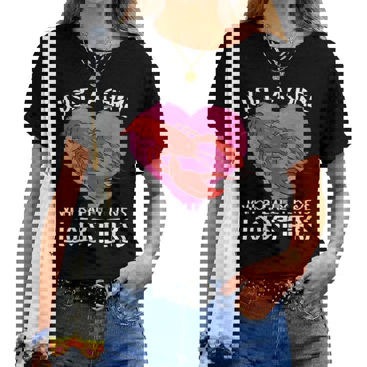 ロブスターが大好きな女の子です。ザリガニ ロブスター レディースTシャツ