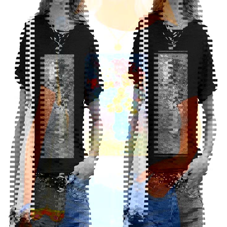 ヴィンセント・ヴァン・ゴッホの花 青い花瓶のヴィンテージ 美術品 レディースTシャツ