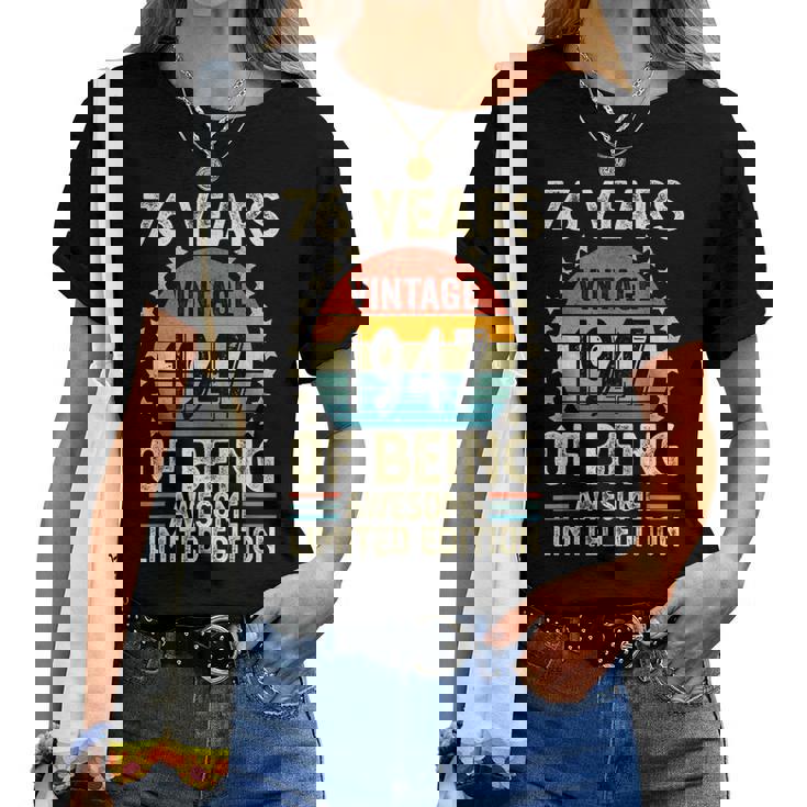 ヴィンテージ 1947 76 歳男性女性面白い誕生日アパレル レディースTシャツ