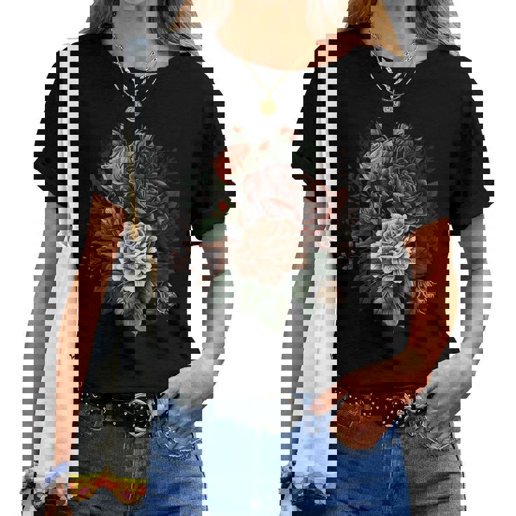 ヴィンテージ 薔薇 花 花 イラスト 花 レディースTシャツ