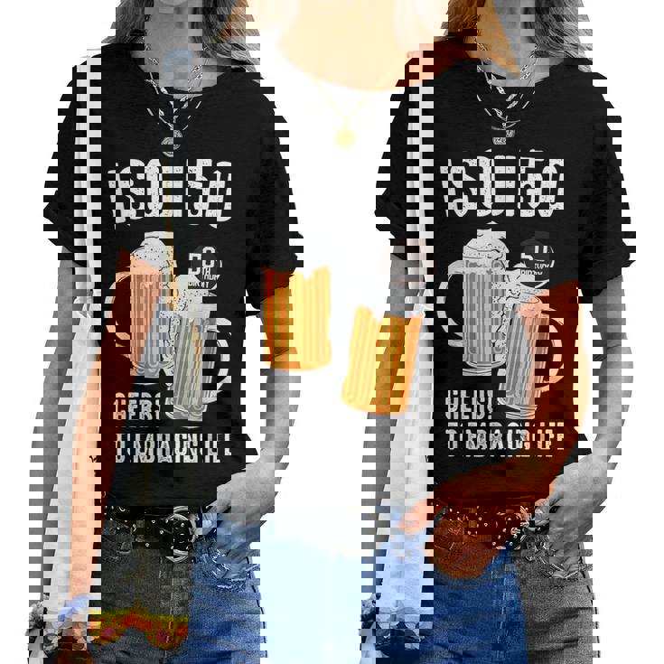 五十歳 五十路 ビール好き 酒好き 父 母 男性 女性 50歳お祝い Cheers To Embracing Life レディースTシャツ